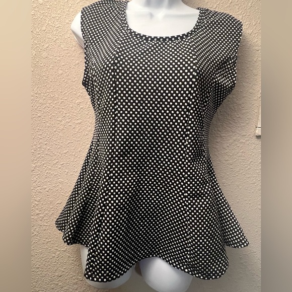 Dreamgirl Tops - Dreamgirl Black and White Polka Dot Blouse